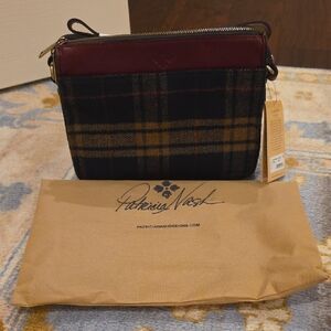 NWT Patricia Nash European Wool Nazaire Crossbody in Navy Plaid